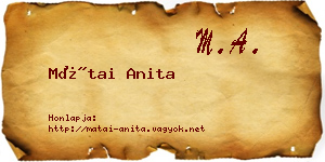 Mátai Anita névjegykártya
